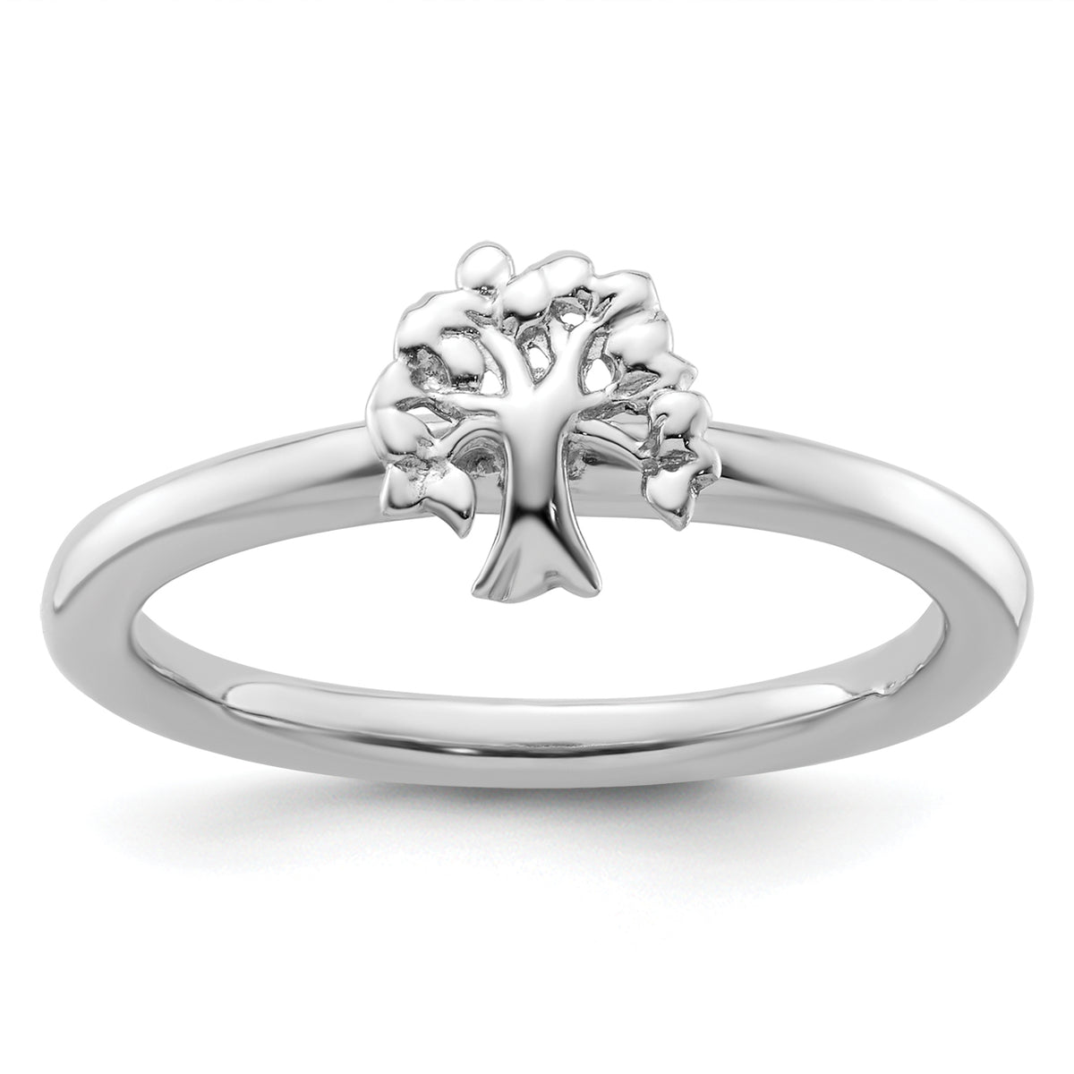 Sterling Silver Stackable Expressions Rhodium Tree Ring - Sophia Jewelers