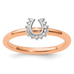 Sterling Silver Stackable Expressions Pink-plated Dia. Horseshoe Ring - Sophia Jewelers