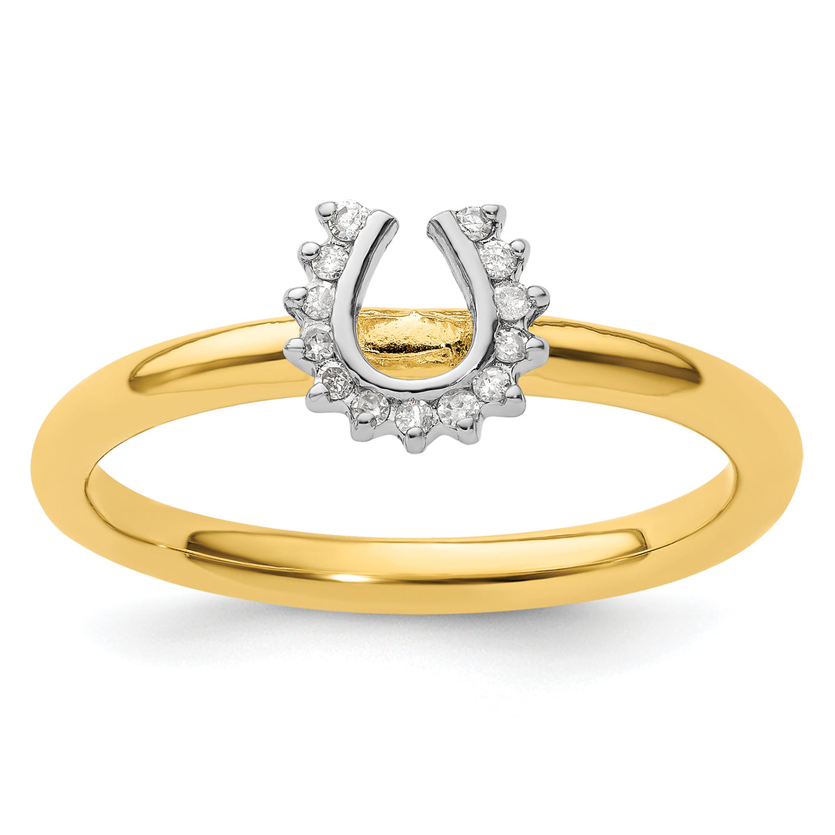 Sterling Silver Stackable Expressions Yellow-plated Dia. Horseshoe Ring - Sophia Jewelers