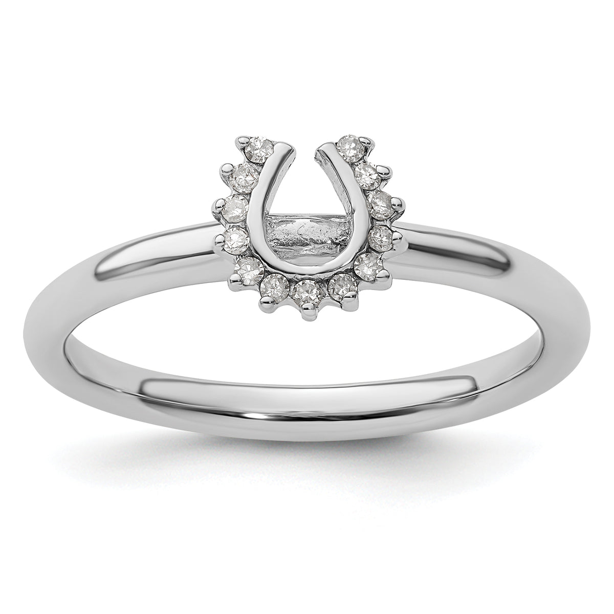 Sterling Silver Stackable Expressions Rhodium Dia. Horseshoe Ring - Sophia Jewelers