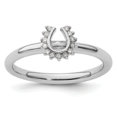 Sterling Silver Stackable Expressions Rhodium Dia. Horseshoe Ring - Sophia Jewelers