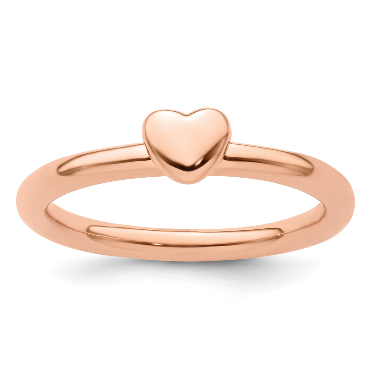 Sterling Silver Stackable Expressions Pink-plated Puffed Heart Ring - Sophia Jewelers