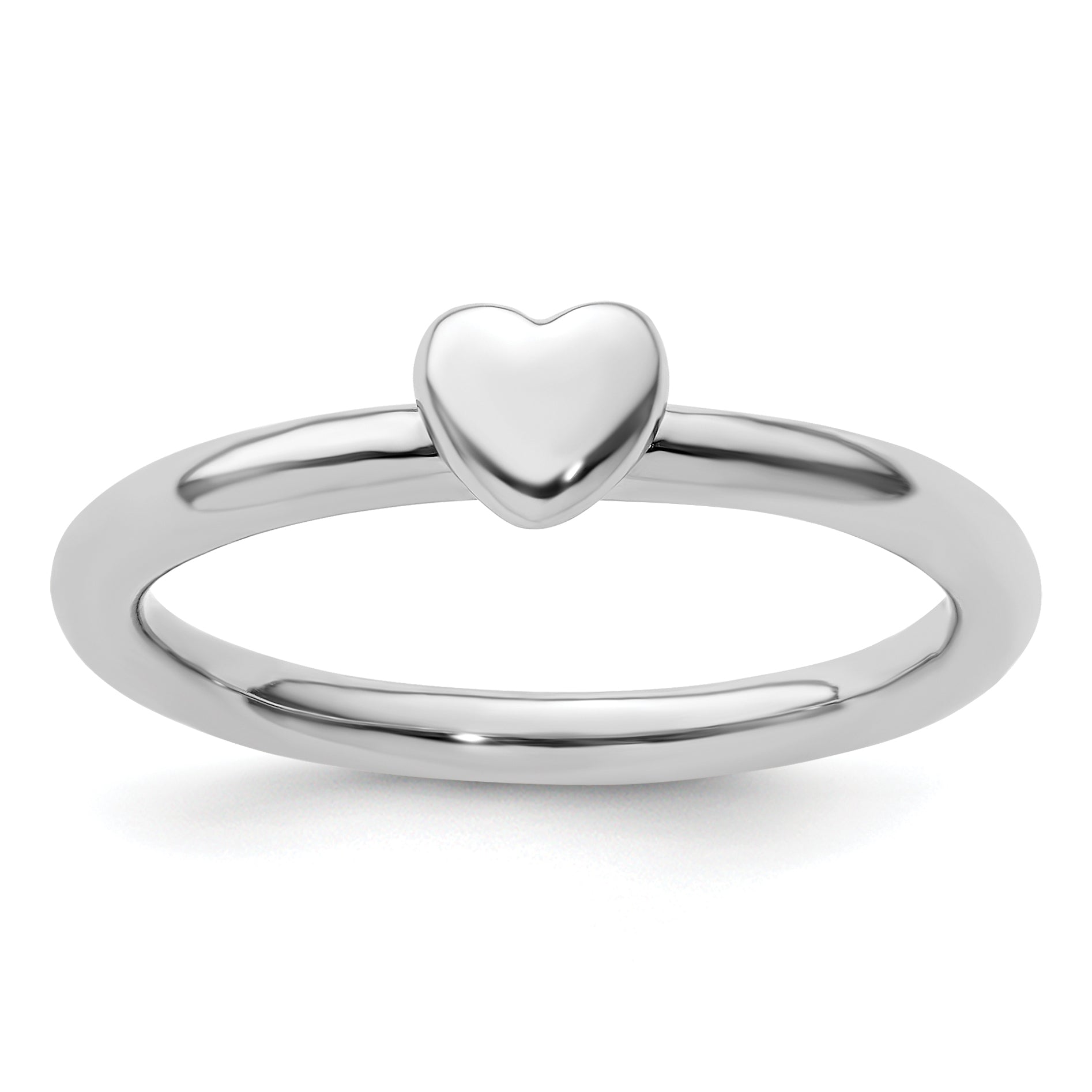 Sterling Silver Stackable Expressions Rhodium Puffed Heart Ring - Sophia Jewelers