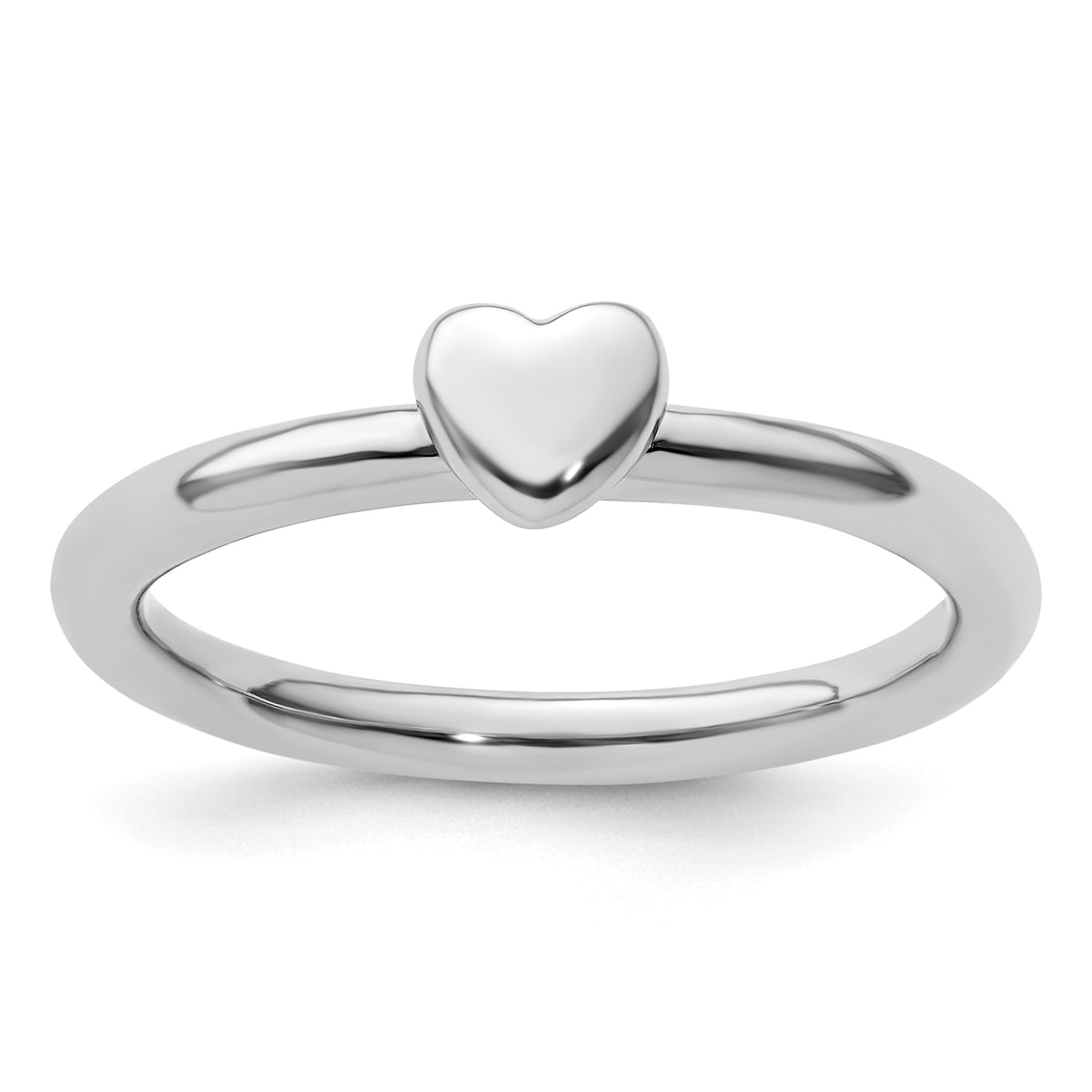 Sterling Silver Stackable Expressions Rhodium Puffed Heart Ring - Sophia Jewelers