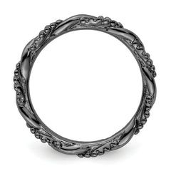 Sterling Silver Stackable Expressions Black-plated Twist Ring - Sophia Jewelers