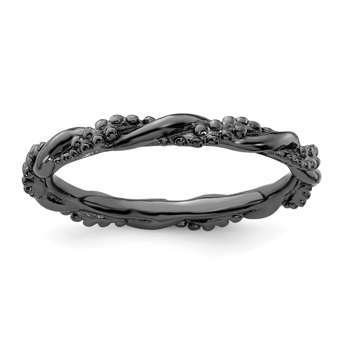 Sterling Silver Stackable Expressions Black-plated Twist Ring - Sophia Jewelers