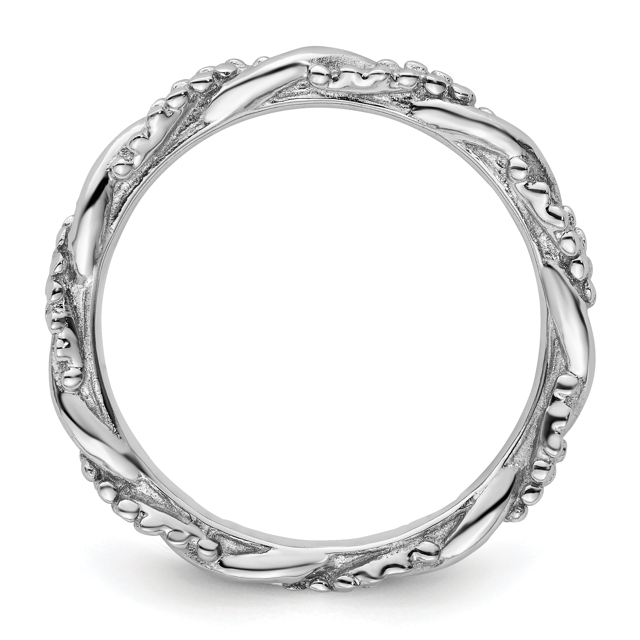 Sterling Silver Stackable Expressions Rhodium Twist Ring - Sophia Jewelers