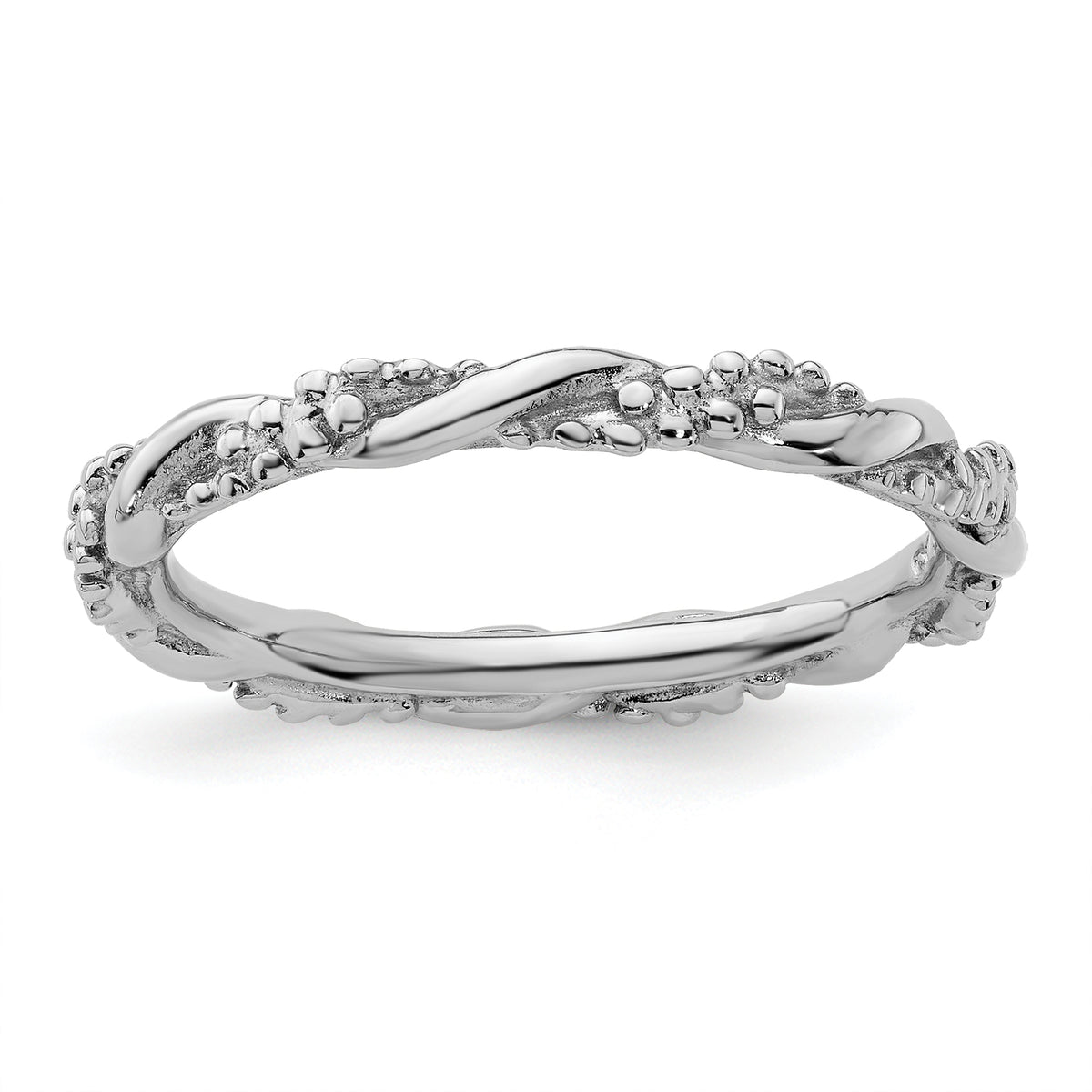 Sterling Silver Stackable Expressions Rhodium Twist Ring - Sophia Jewelers