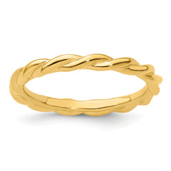 Sterling Silver Stackable Expressions Yellow-plated Twist Ring - Sophia Jewelers