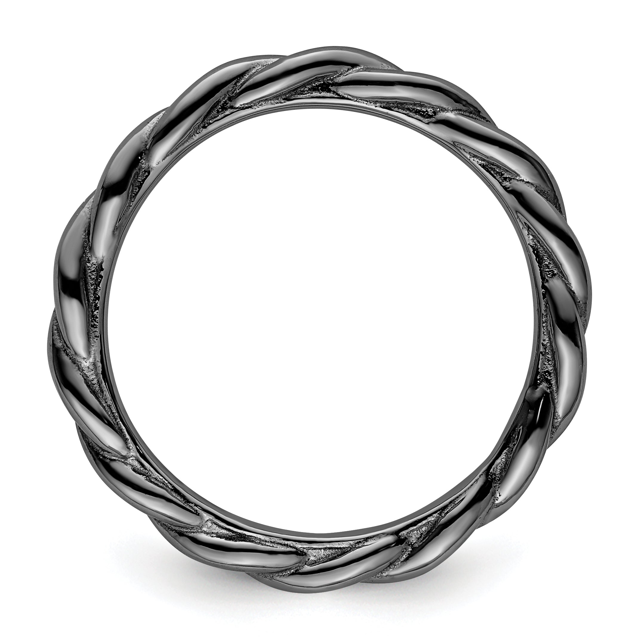 Sterling Silver Stackable Expressions Black-plated Twist Ring - Sophia Jewelers