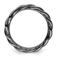 Sterling Silver Stackable Expressions Black-plated Twist Ring - Sophia Jewelers