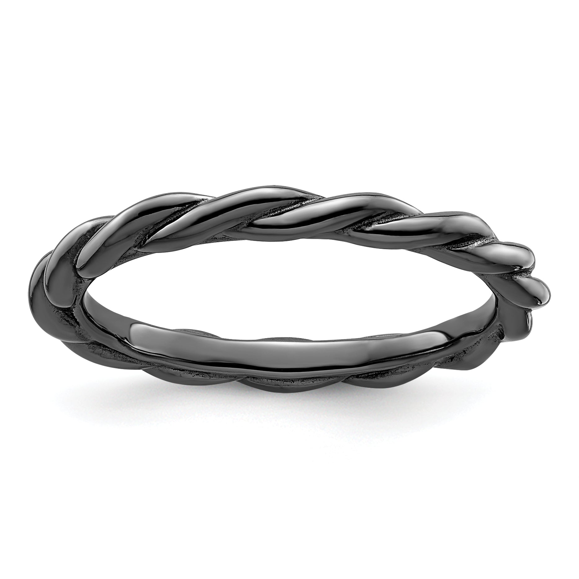 Sterling Silver Stackable Expressions Black-plated Twist Ring - Sophia Jewelers