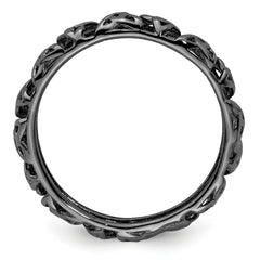 Sterling Silver Stackable Expressions Black-plated Celtic Knot Ring - Sophia Jewelers