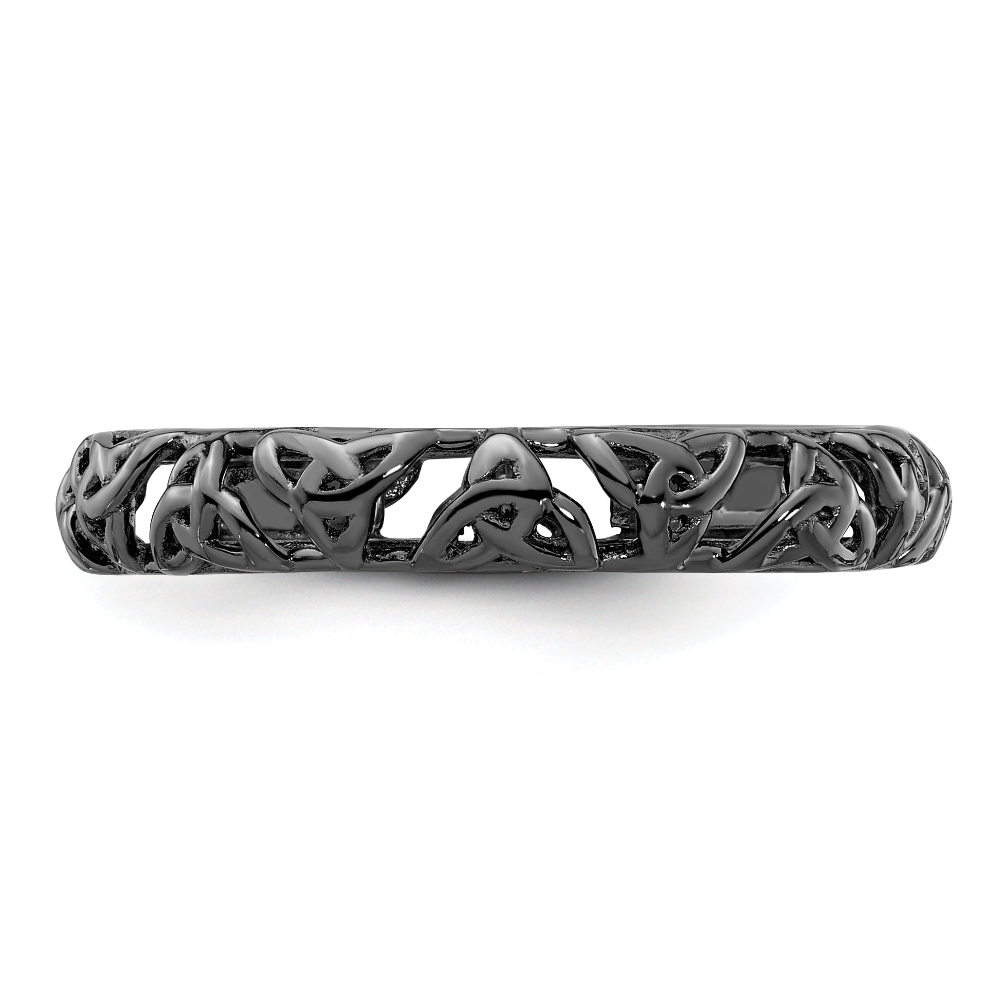 Sterling Silver Stackable Expressions Black-plated Celtic Knot Ring - Sophia Jewelers