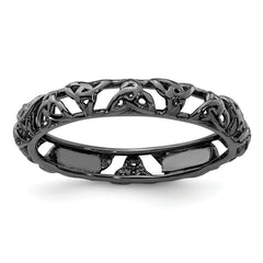 Sterling Silver Stackable Expressions Black-plated Celtic Knot Ring - Sophia Jewelers