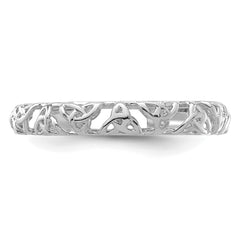 Sterling Silver Stackable Expressions Rhodium Celtic Knot Ring - Sophia Jewelers