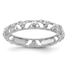 Sterling Silver Stackable Expressions Rhodium Celtic Knot Ring - Sophia Jewelers