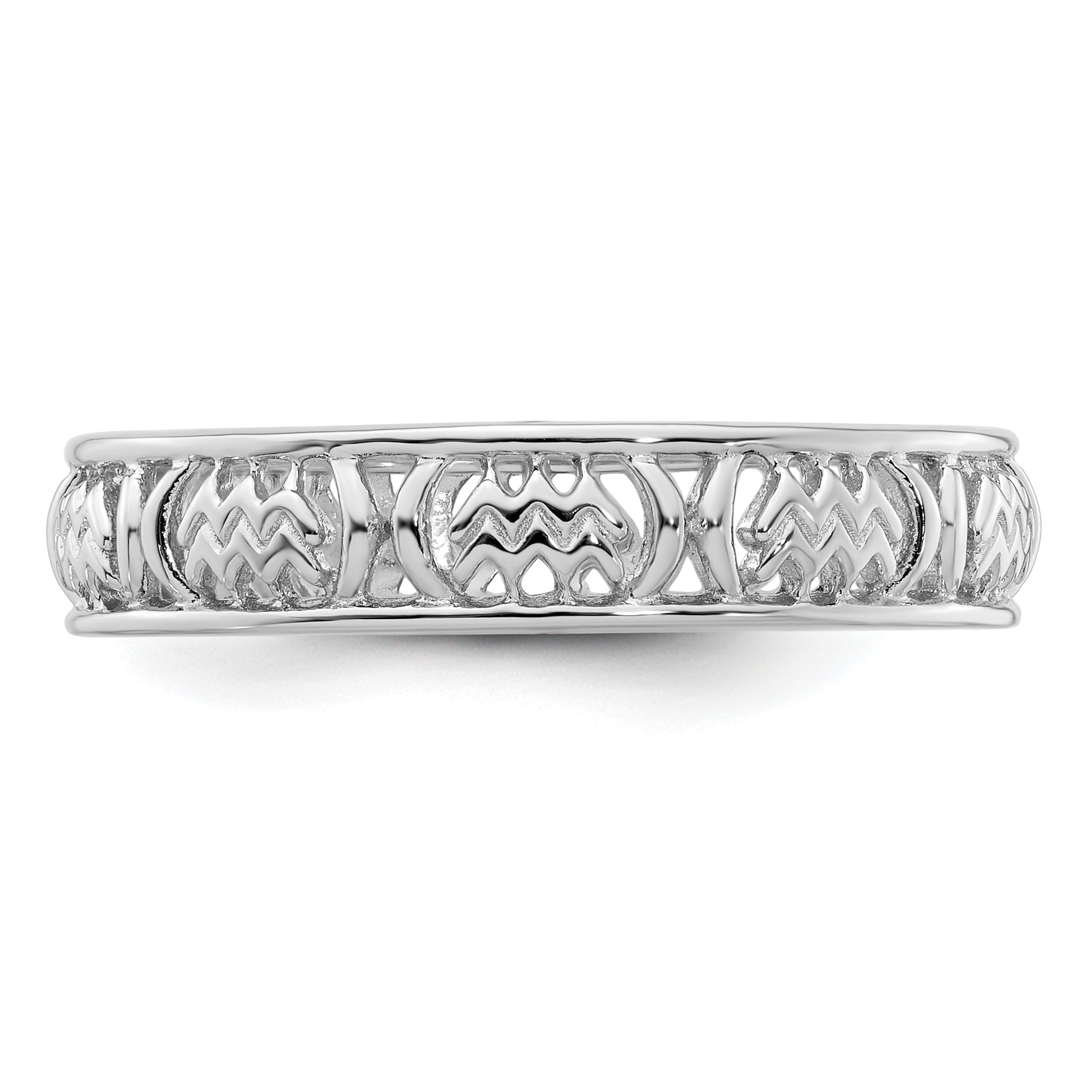 Sterling Silver Stackable Expressions Aquarius Zodiac Ring - Sophia Jewelers