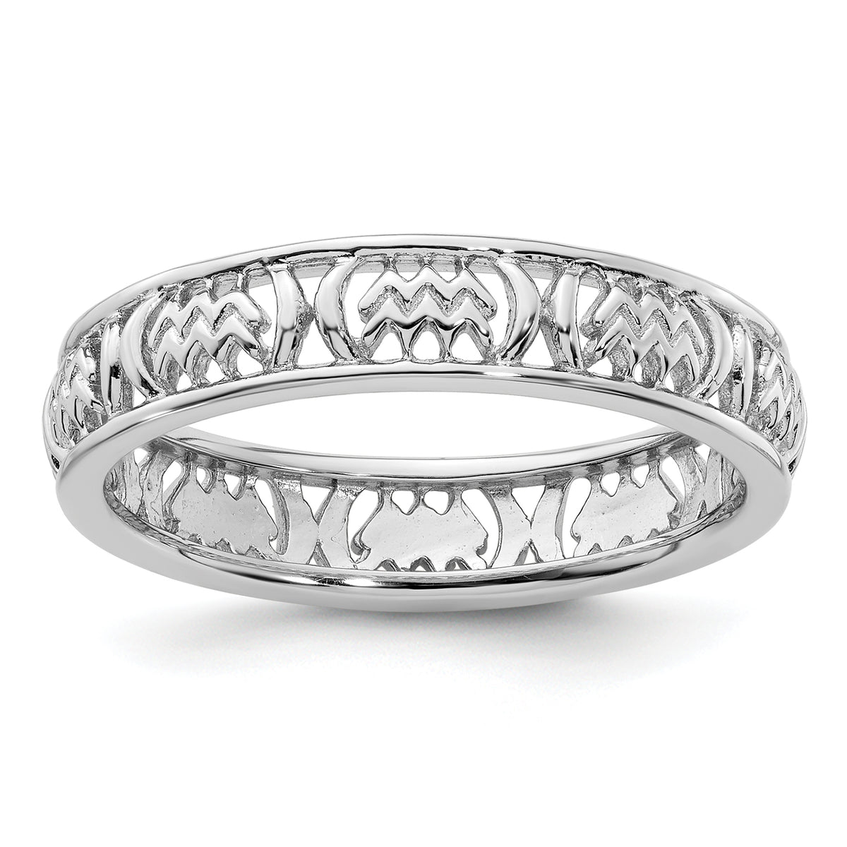 Sterling Silver Stackable Expressions Aquarius Zodiac Ring - Sophia Jewelers