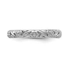 Sterling Silver Stackable Expressions Rhodium Floral Ring - Sophia Jewelers