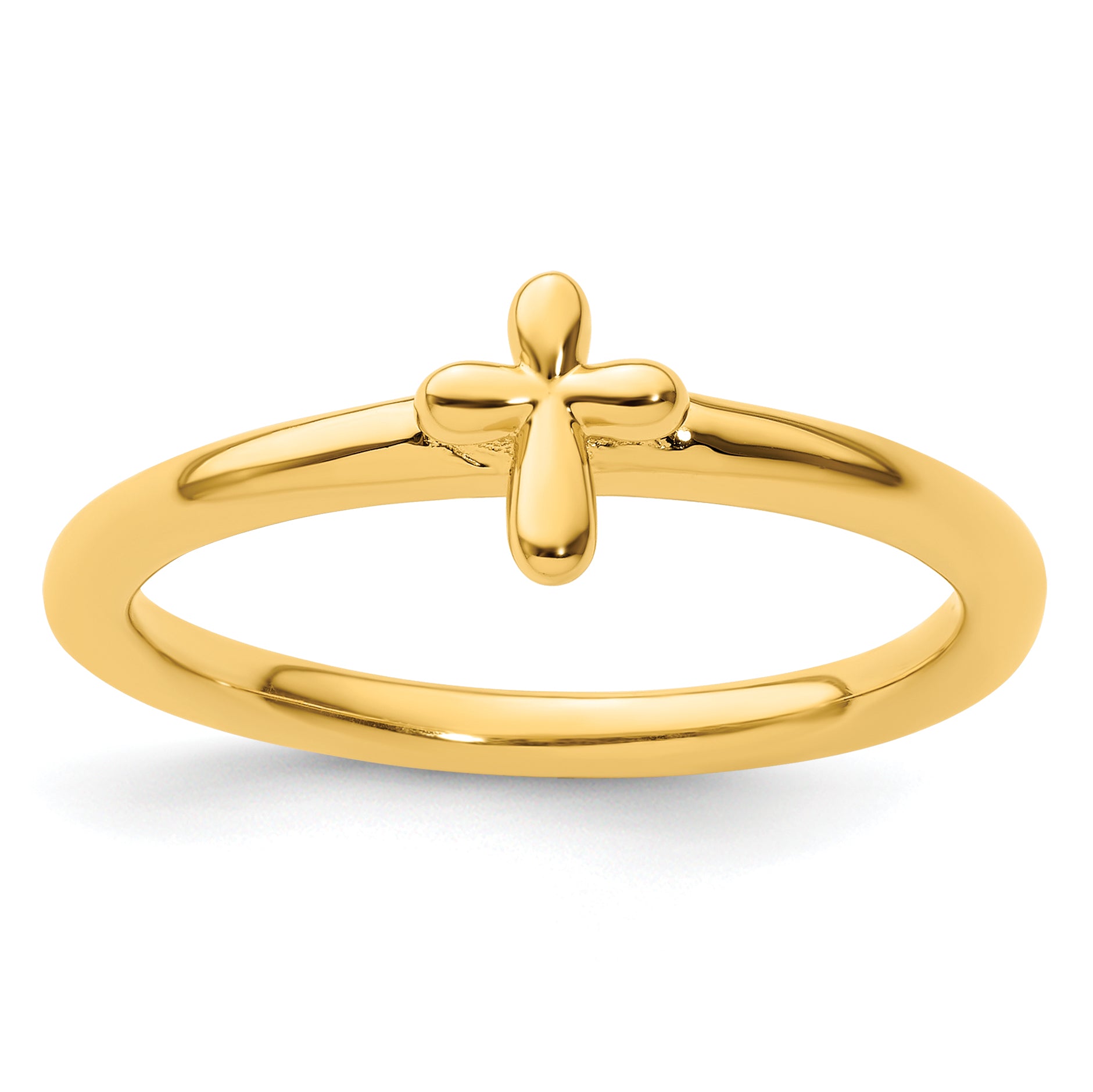 Sterling Silver Stackable Expressions Gold-plated Cross Ring - Sophia Jewelers