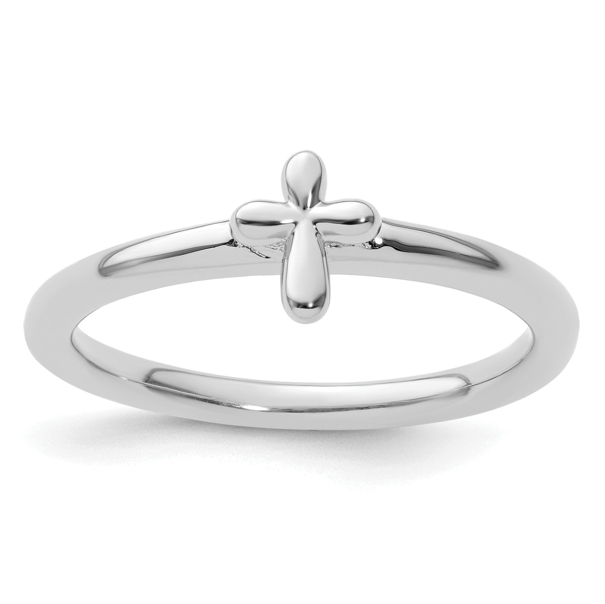 Sterling Silver Stackable Expressions Rhodium-Plated Cross Ring - Sophia Jewelers