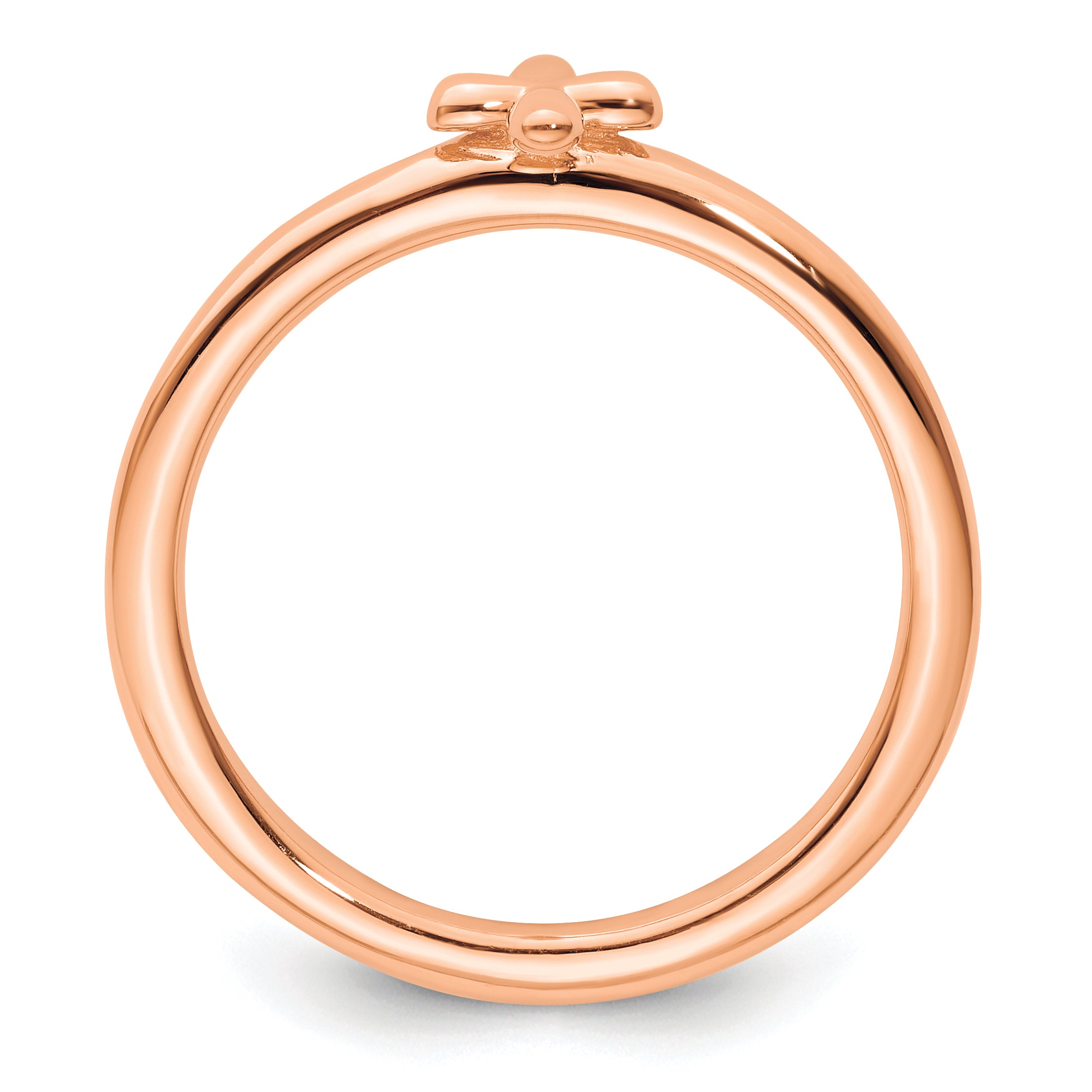 Sterling Silver Stackable Expressions Rose Gold-plated Cross Ring - Sophia Jewelers