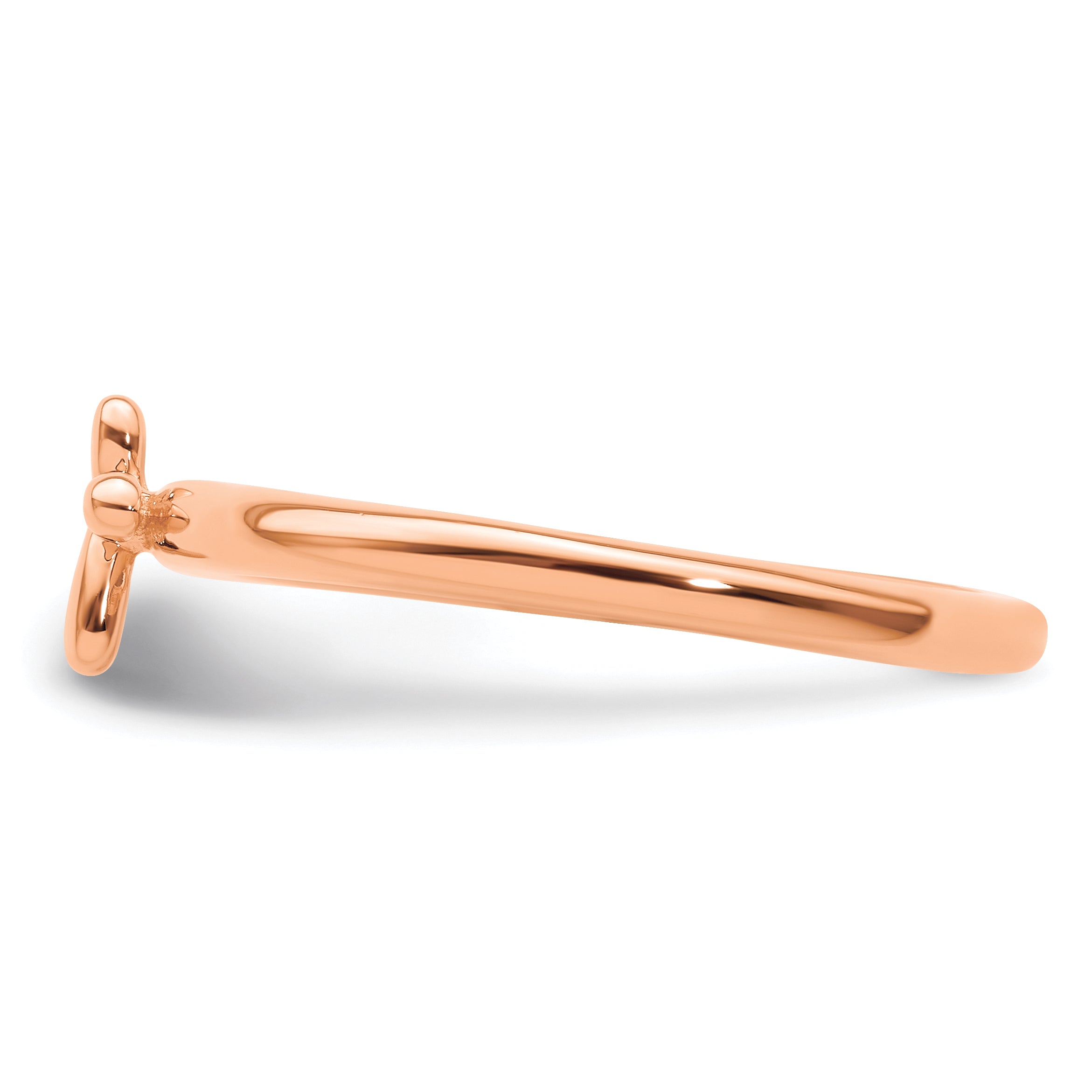 Sterling Silver Stackable Expressions Rose Gold-plated Cross Ring - Sophia Jewelers