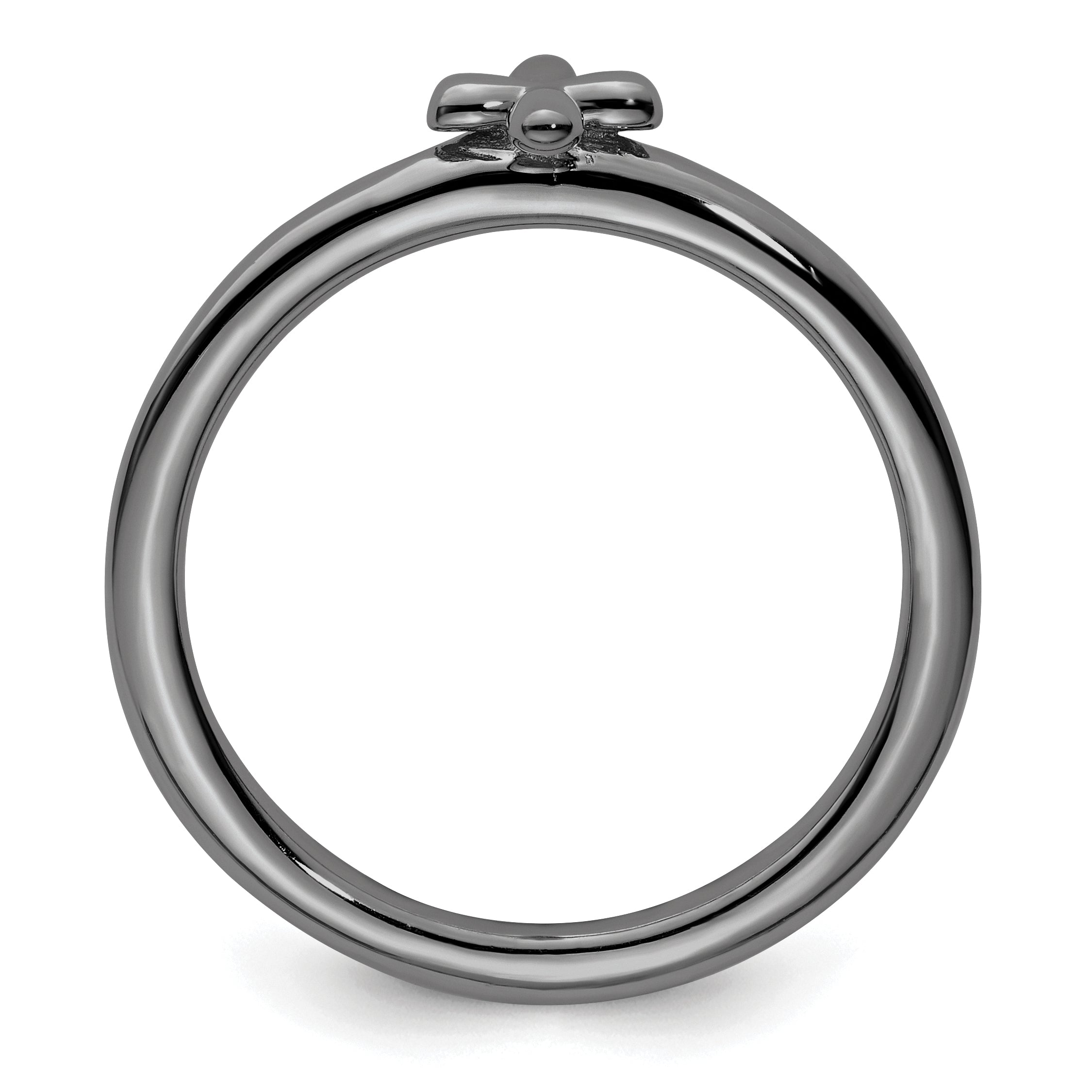 Sterling Silver Stackable Expressions Ruthenium-plated Cross Ring - Sophia Jewelers