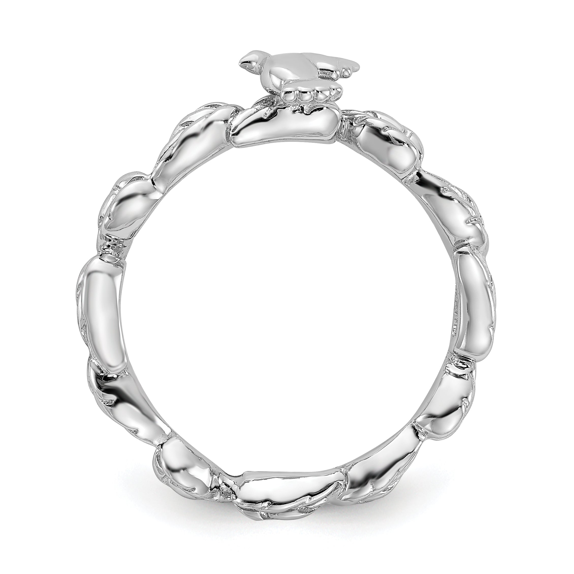 Sterling Silver Stackable Expressions Rhodium-plated Polished Dove Ring - Sophia Jewelers