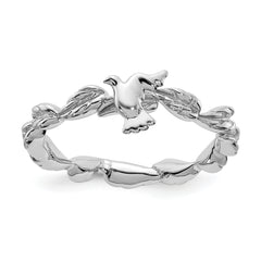 Sterling Silver Stackable Expressions Rhodium-plated Polished Dove Ring - Sophia Jewelers