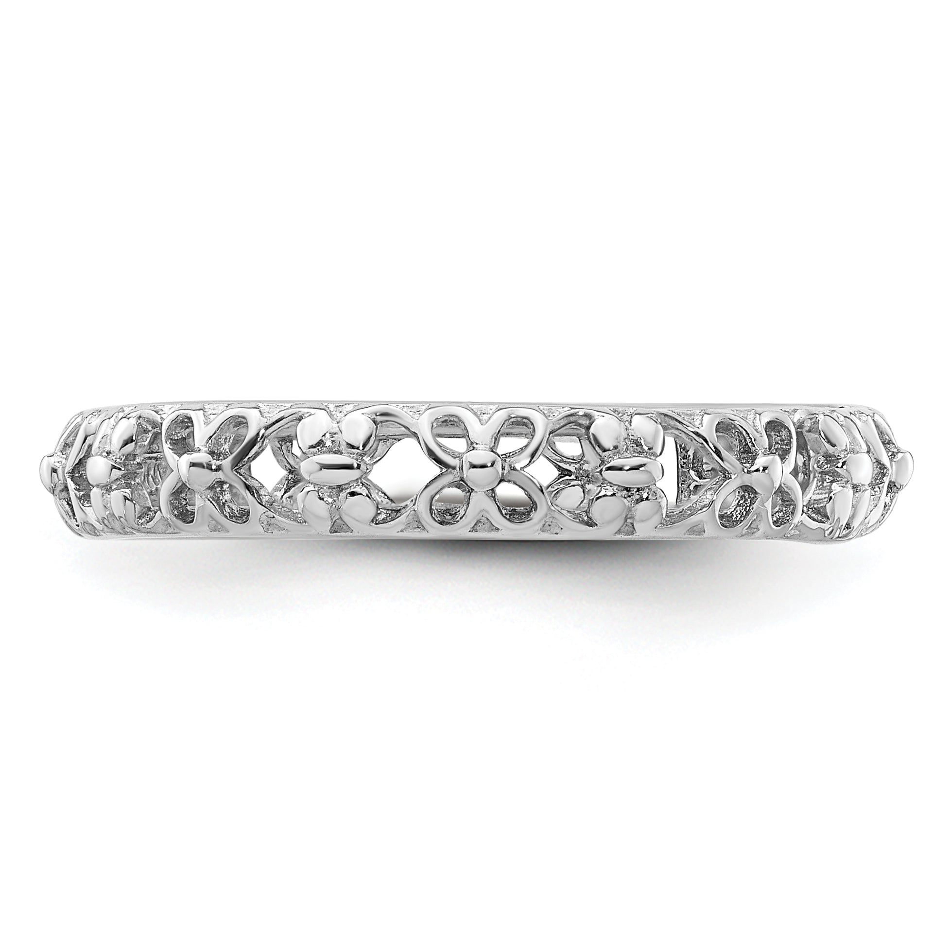 Sterling Silver Stackable Expressions Rhodium-plated Flower/Butterfly Ring - Sophia Jewelers