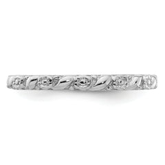 Sterling Silver Stackable Expressions Rhodium-plated Polished Flower Ring - Sophia Jewelers