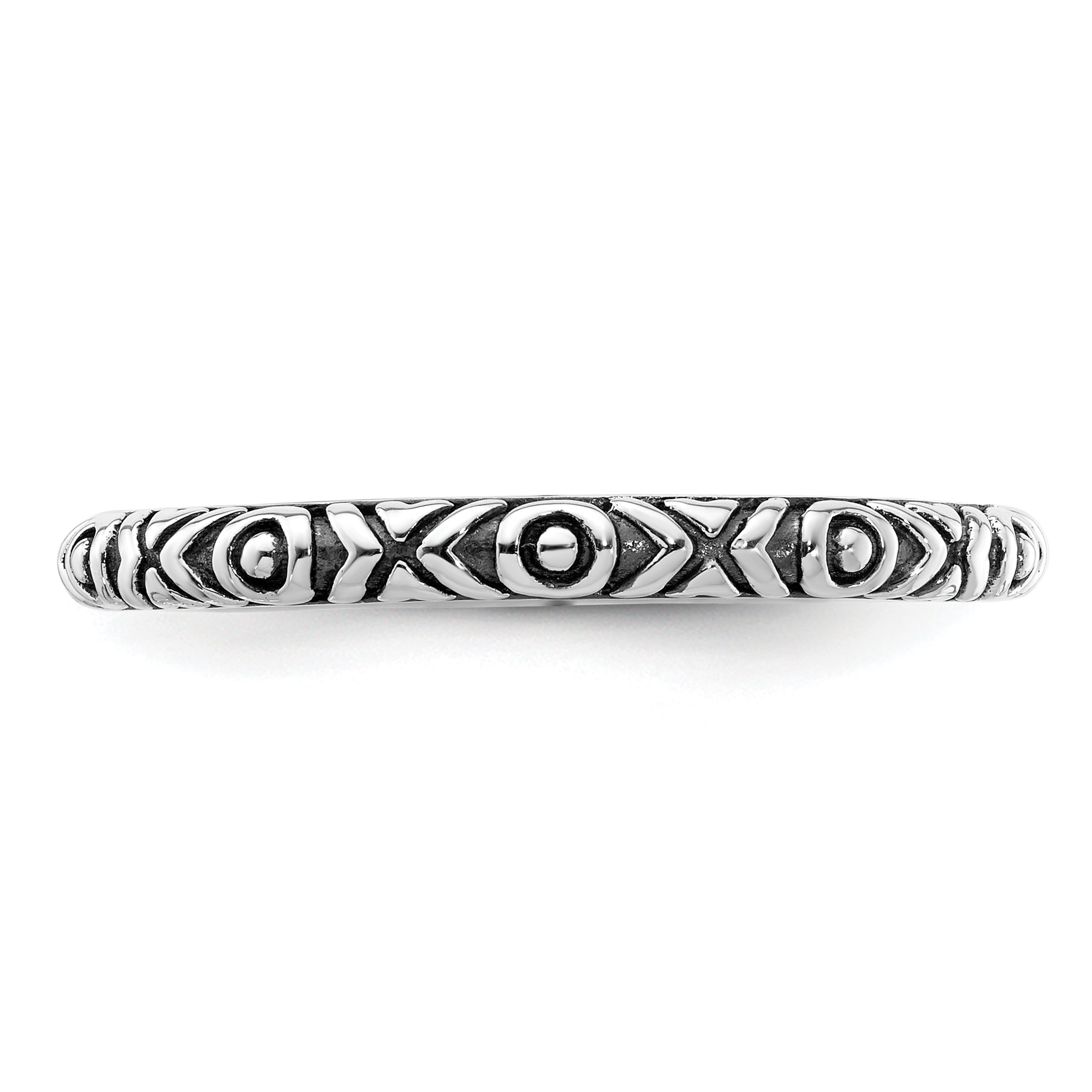 Sterling Silver Stackable Expressions Antiqued Polished Ring - Sophia Jewelers