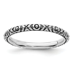 Sterling Silver Stackable Expressions Antiqued Polished Ring - Sophia Jewelers