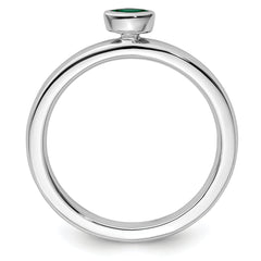 Sterling Silver Stackable Expressions Created Emerald Ring - Sophia Jewelers