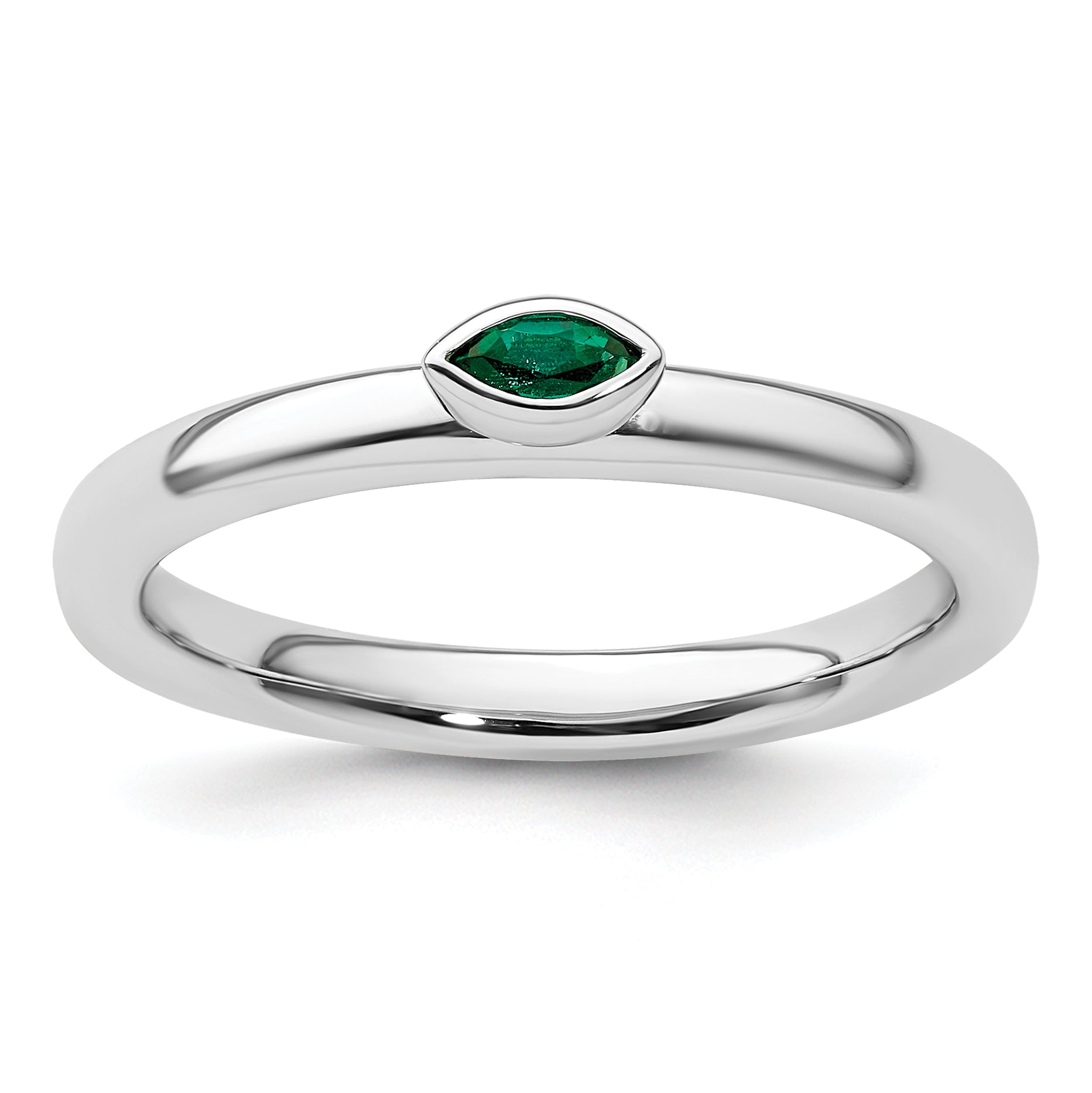 Sterling Silver Stackable Expressions Created Emerald Ring - Sophia Jewelers