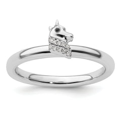 Sterling Silver Stackable Expressions Unicorn Diamond Ring - Sophia Jewelers