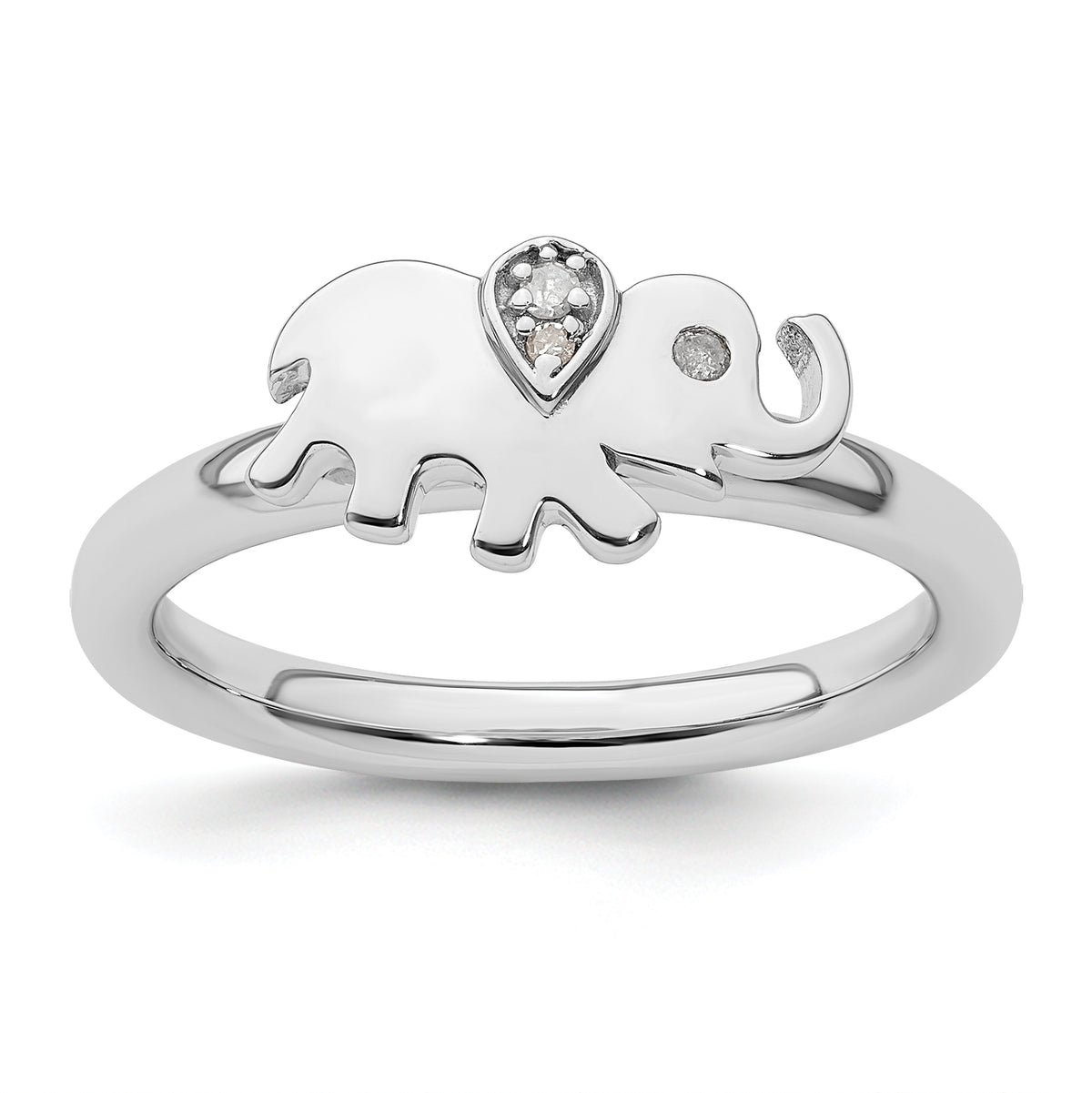 Sterling Silver Stackable Expressions Elephant Diamond Ring - Sophia Jewelers