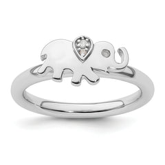 Sterling Silver Stackable Expressions Elephant Diamond Ring - Sophia Jewelers