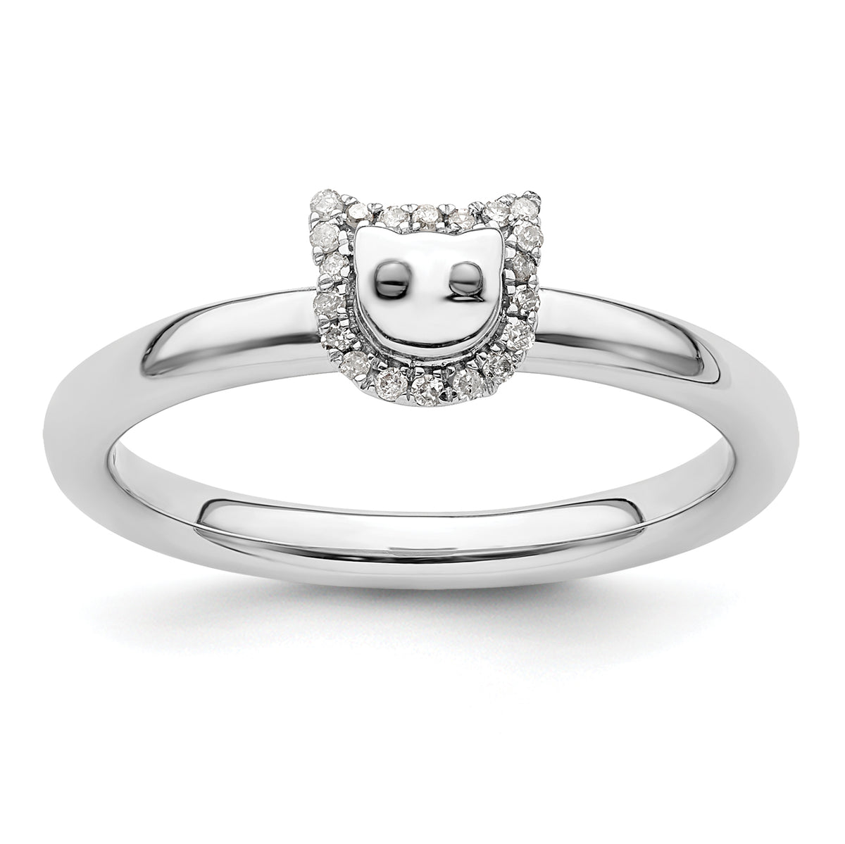 Sterling Silver Stackable Expressions Cat Diamond Ring - Sophia Jewelers