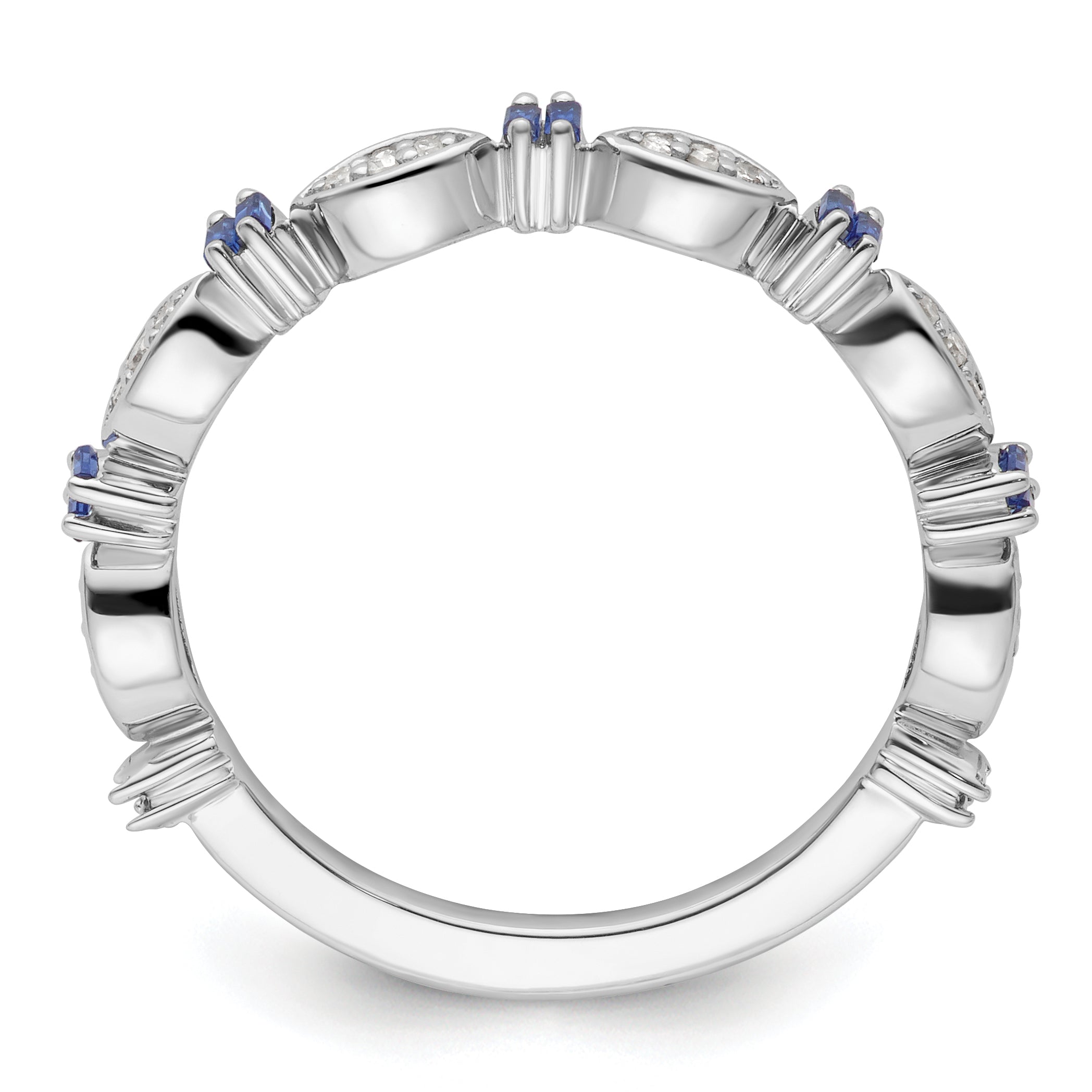 Sterling Silver Stackable Expressions Created Sapphire Diamond Ring - Sophia Jewelers