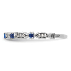 Sterling Silver Stackable Expressions Created Sapphire Diamond Ring - Sophia Jewelers