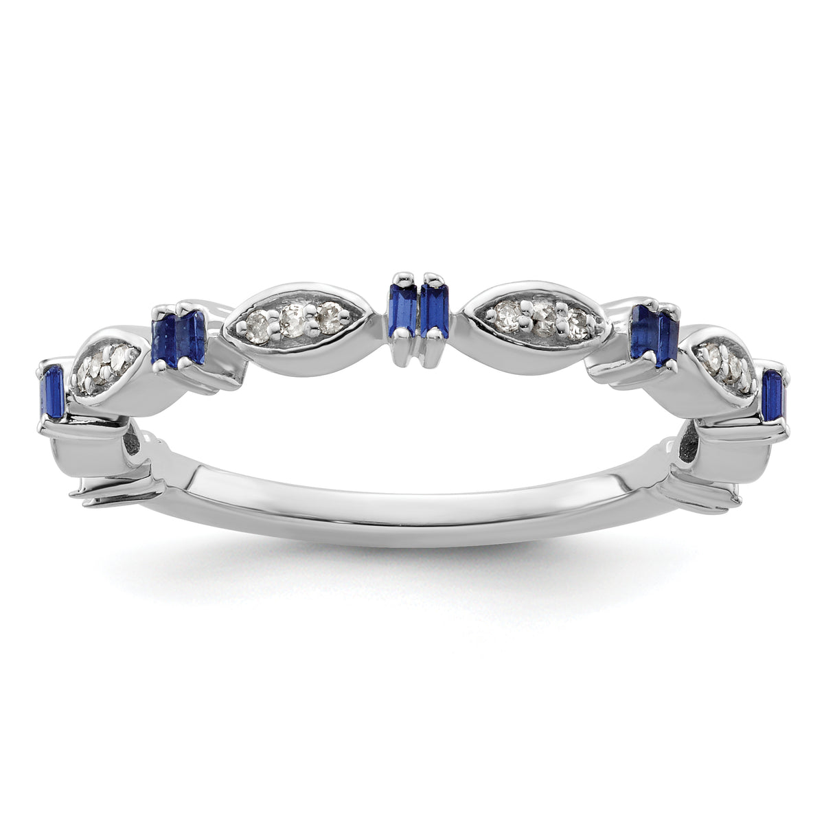 Sterling Silver Stackable Expressions Created Sapphire Diamond Ring - Sophia Jewelers