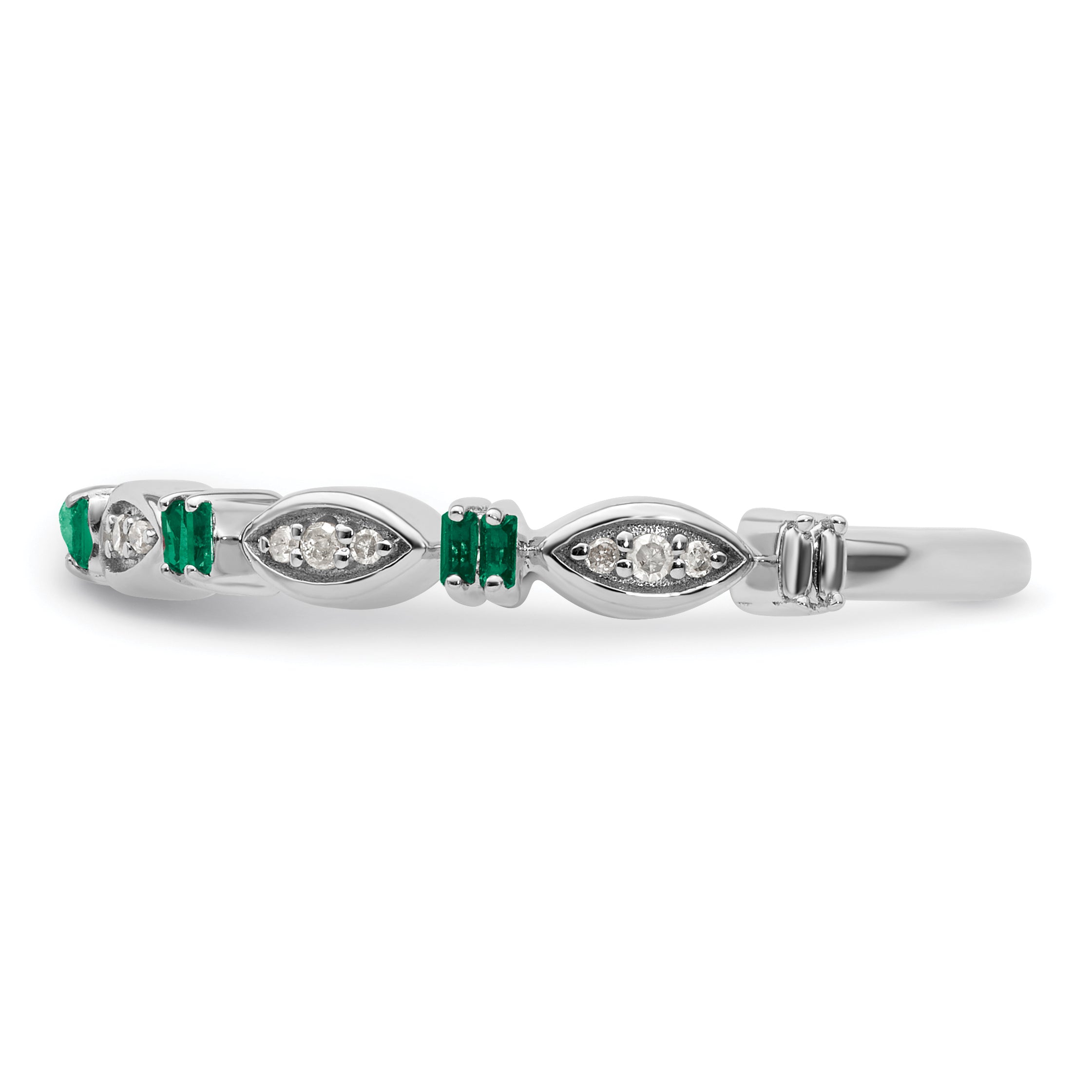 Sterling Silver Stackable Expressions Created Emerald Diamond Ring - Sophia Jewelers