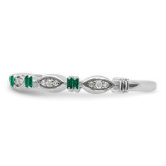 Sterling Silver Stackable Expressions Created Emerald Diamond Ring - Sophia Jewelers