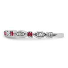 Sterling Silver Stackable Expressions Created Ruby Diamond Ring - Sophia Jewelers