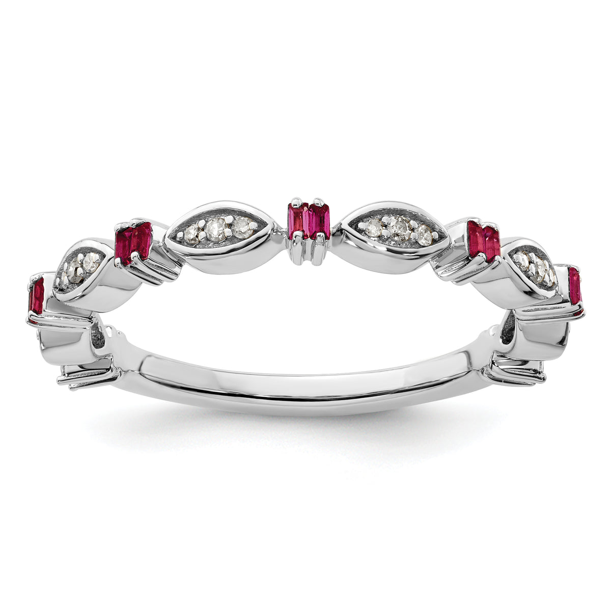 Sterling Silver Stackable Expressions Created Ruby Diamond Ring - Sophia Jewelers