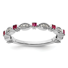 Sterling Silver Stackable Expressions Created Ruby Diamond Ring - Sophia Jewelers