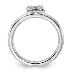 Sterling Silver Stackable Expressions Rhodium-plated CZ X Ring - Sophia Jewelers